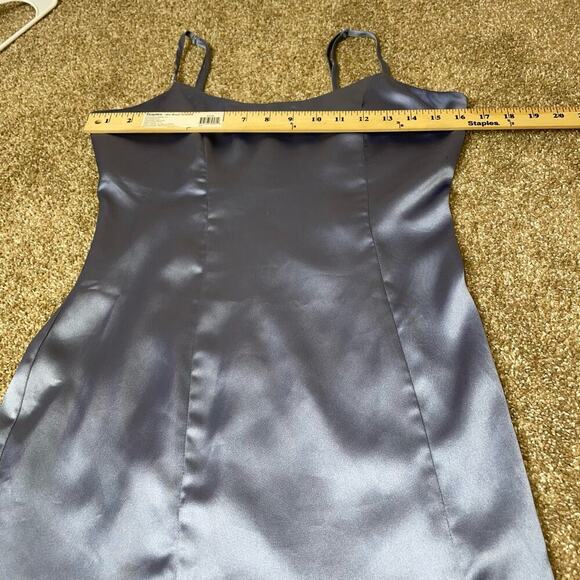 Forever 21 slip dress satin feel mini spaghetti strap Periwinkle blue SZ M sexy - Picture 7 of 9
